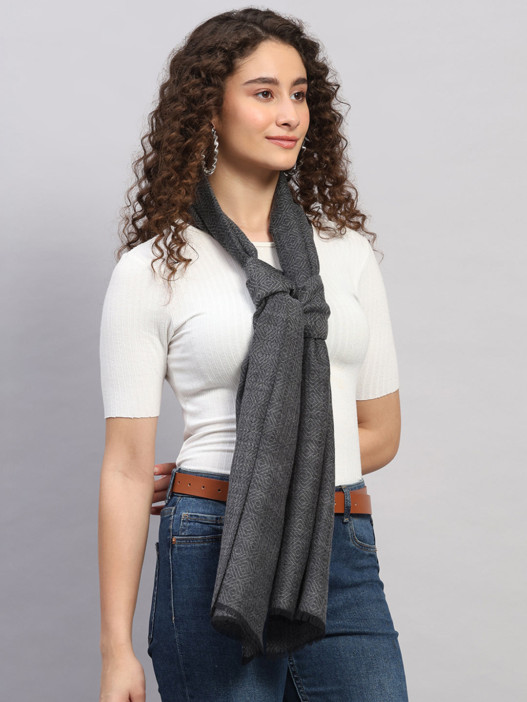 Women Multicolor Self Design Wool Stole