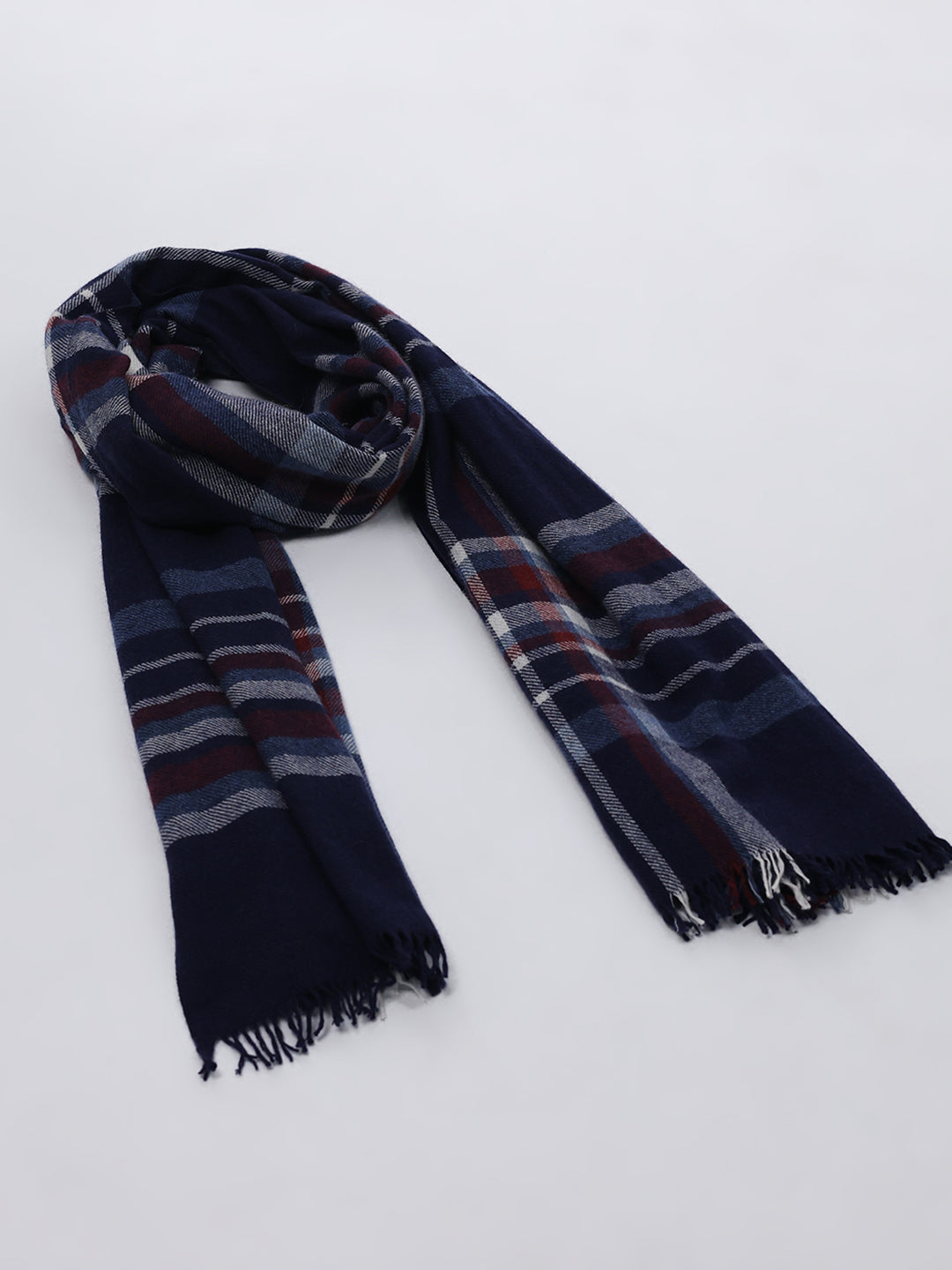 Women Navy Blue Solid Wool Blend Stole