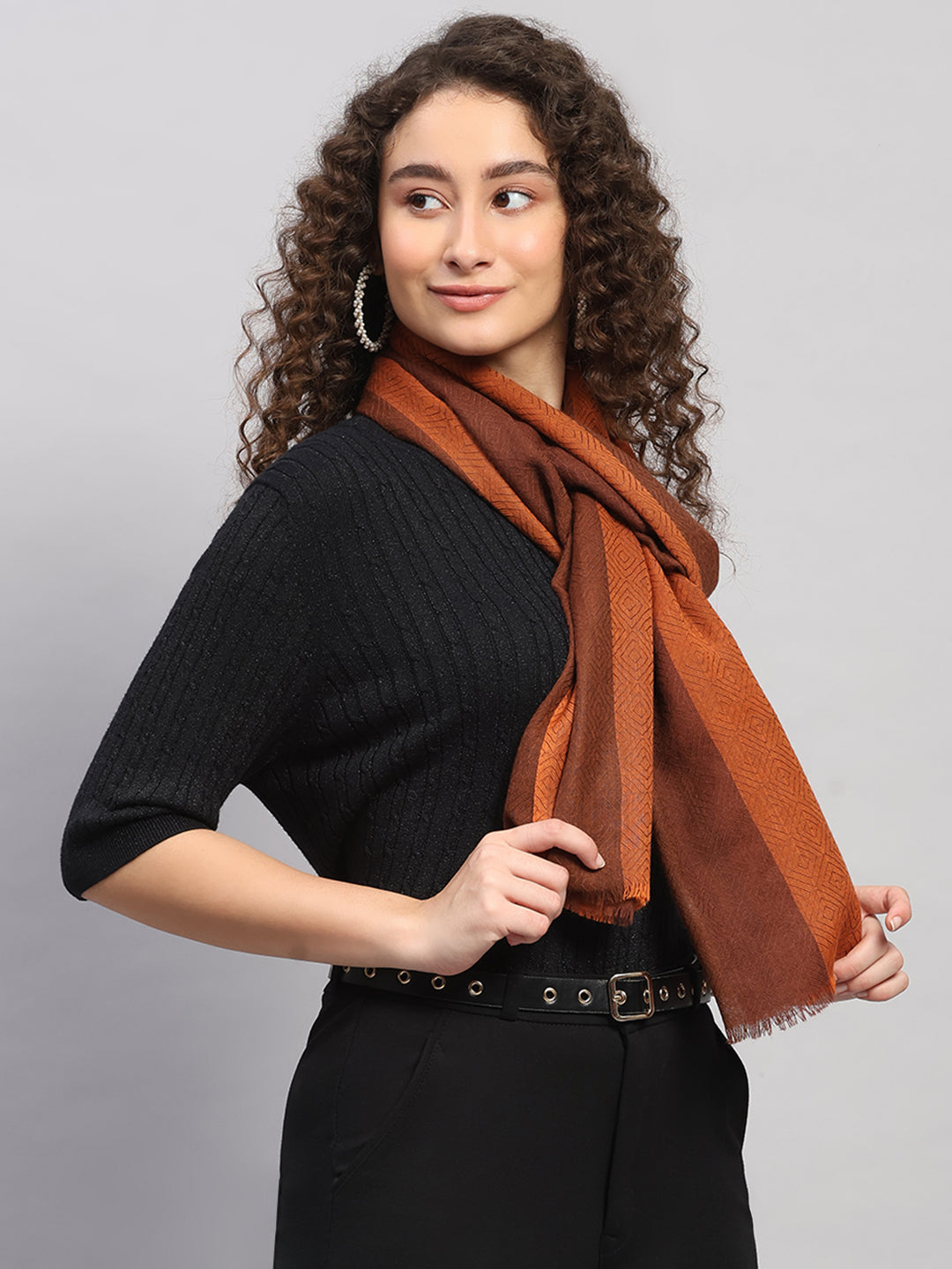 Women Multicolor Self Design Wool Stole