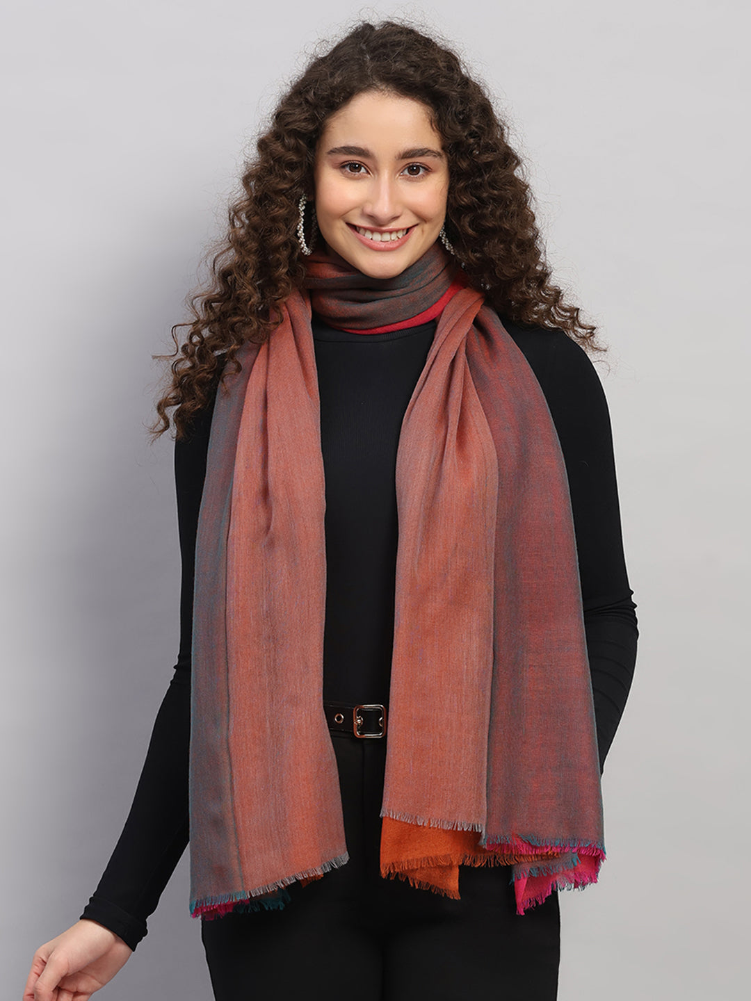 Women Multicolor Self Design Wool Stole