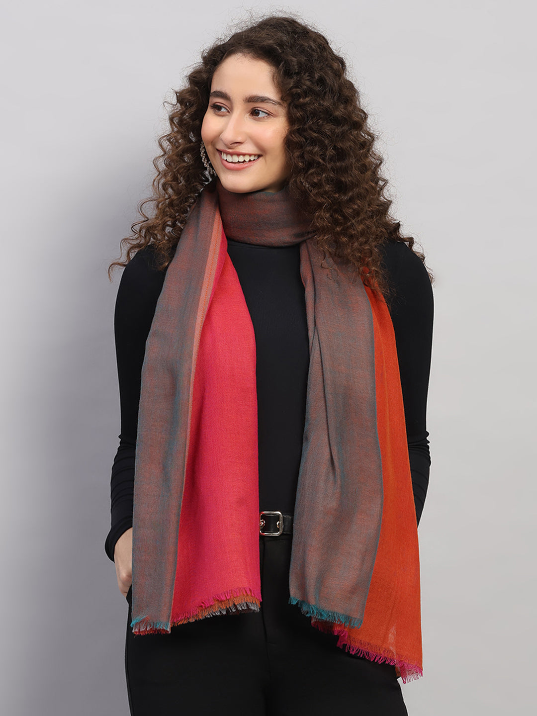 Women Multicolor Self Design Wool Stole