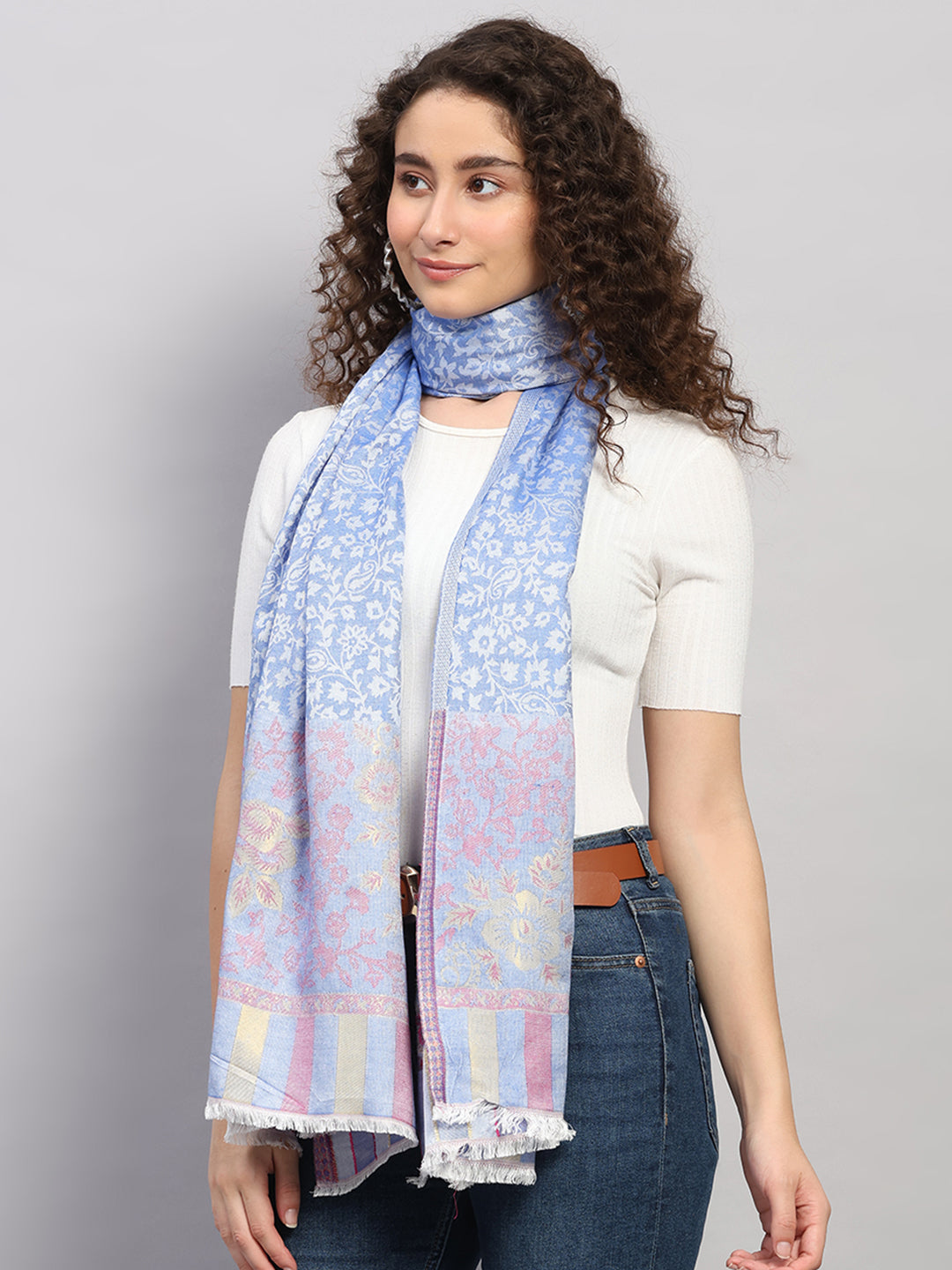 Women Multicolor Self Design Wool Stole