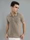Men Beige Solid Polo Collar Half Sleeve T-Shirt