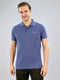 Men Blue Solid Polo Collar Half Sleeve T-Shirt
