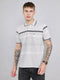 Men White Stripe Collar Half Sleeve T-Shirt