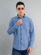 Men Blue Stripe Collar Full Sleeve Shirt