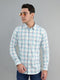 Men White Check Collar Full Sleeve Shirt