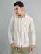 Men White Stripe Collar Full Sleeve Shirt