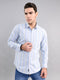 Men Sky Blue Stripe Collar Full Sleeve Shirt