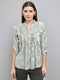 Women Beige Printed V Neck 3/4th Sleeve Top