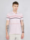 Men Pink Stripe Collar Half Sleeve T-Shirt
