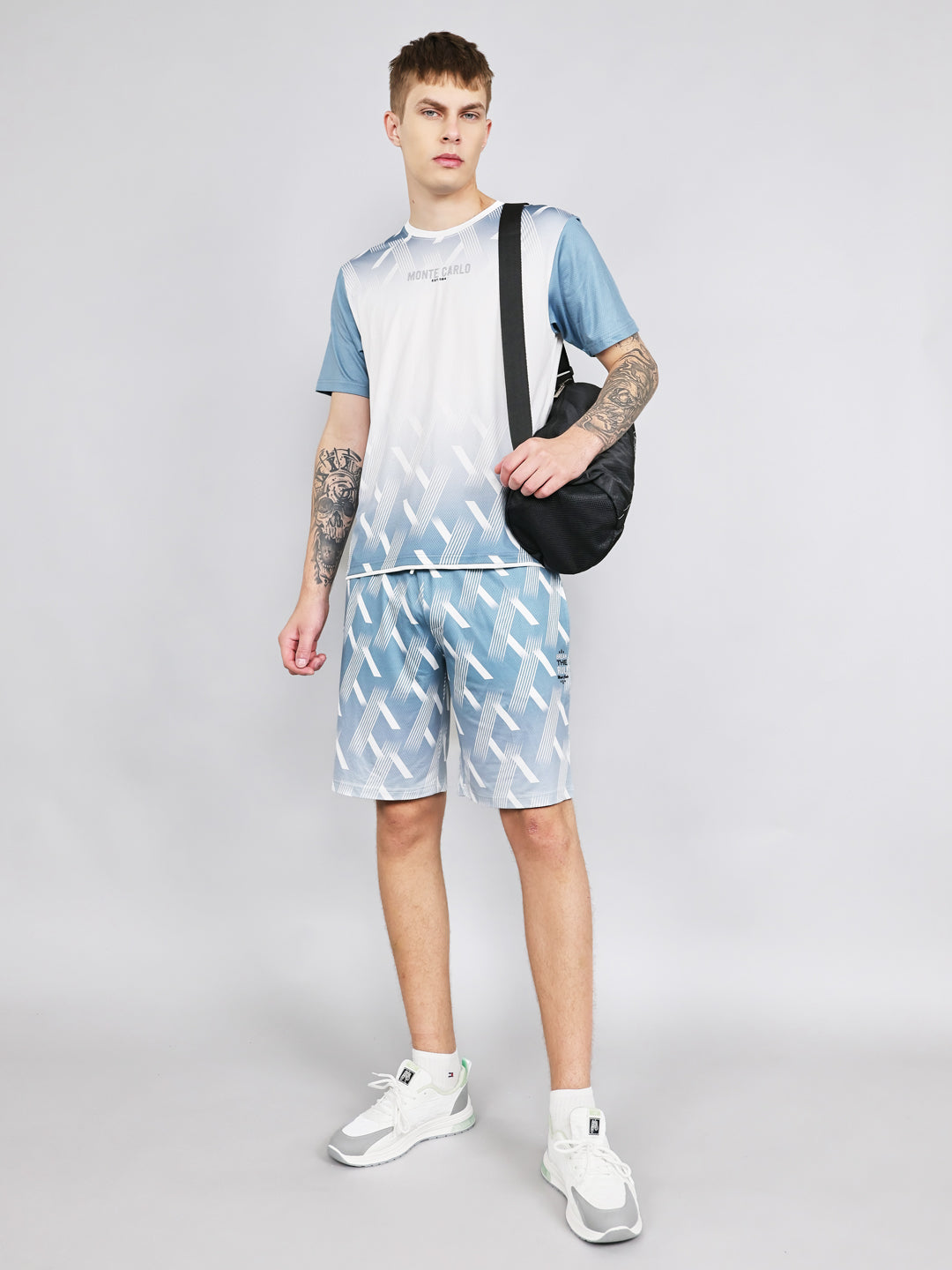 Men Blue Printed Regular Fit Bermuda Set