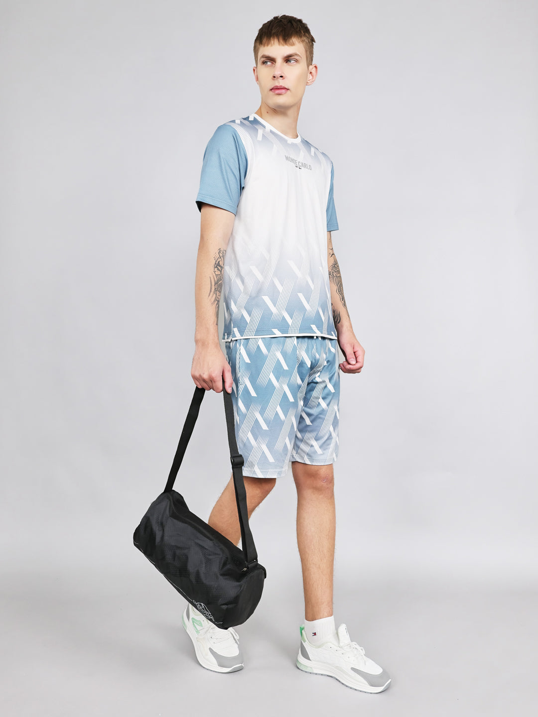 Men Blue Printed Regular Fit Bermuda Set