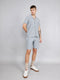 Men Sky Blue Stripe Regular Fit Bermuda Set