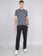 Men Grey Printed Collar Half Sleeve Lower Set