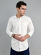 Men White Solid Collar Full Sleeve Shirt