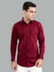 Men Maroon Solid Collar Full Sleeve Shirt