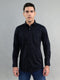 Men Black Solid Collar Full Sleeve Shirt