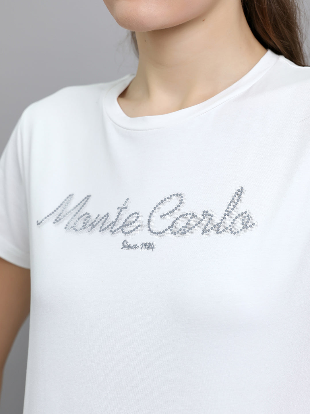 Women White Embroidered Round Neck Half Sleeve Top