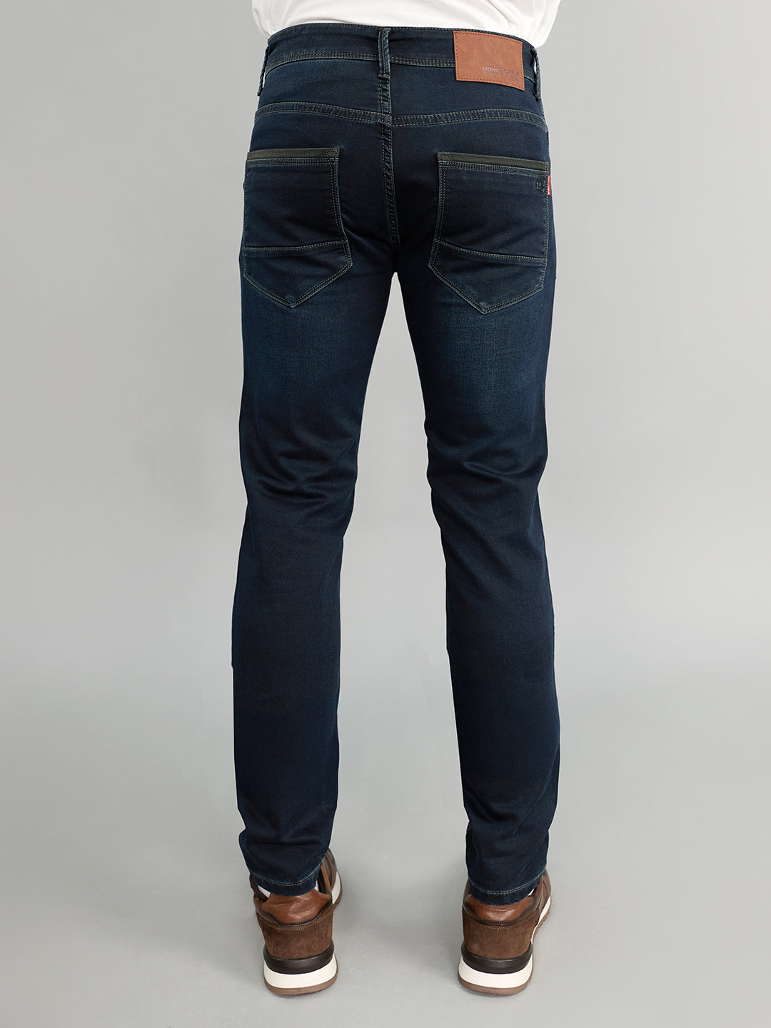 Men Dark Blue Light Wash Skinny Fit Denim