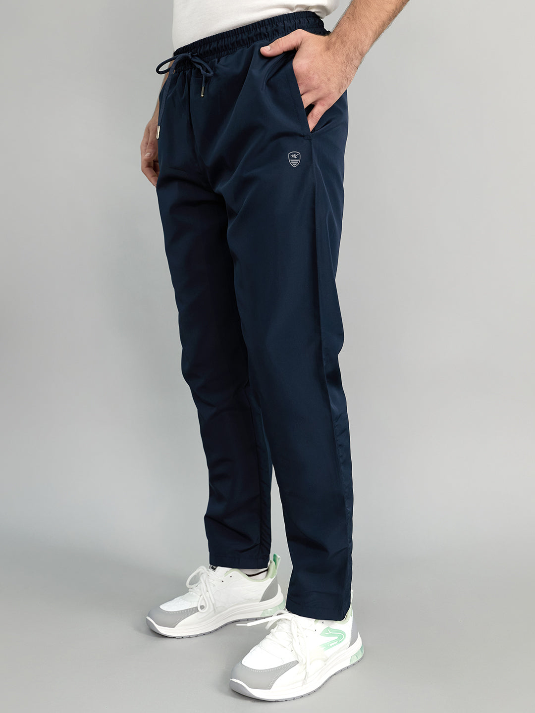 Men Navy Blue Solid Regular Fit Lower