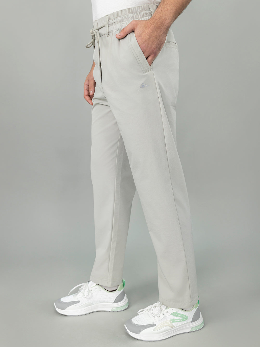 Men Light Grey Solid Regular Fit Lower