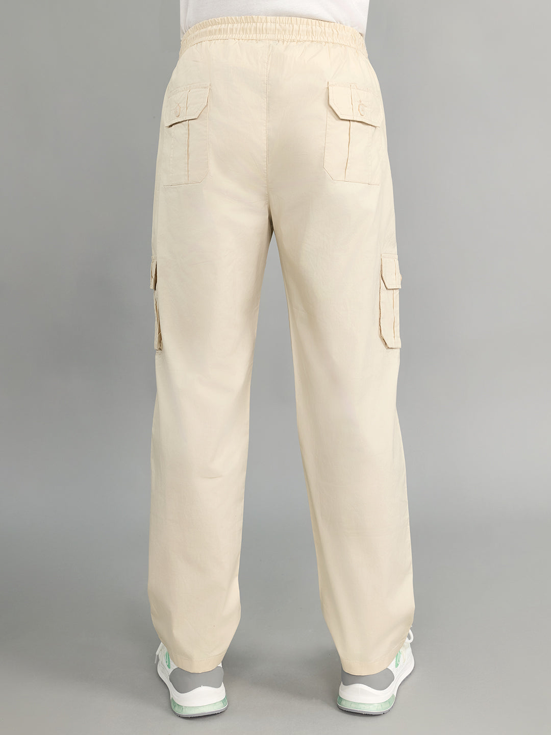 Men Beige Solid Regular Fit Lower