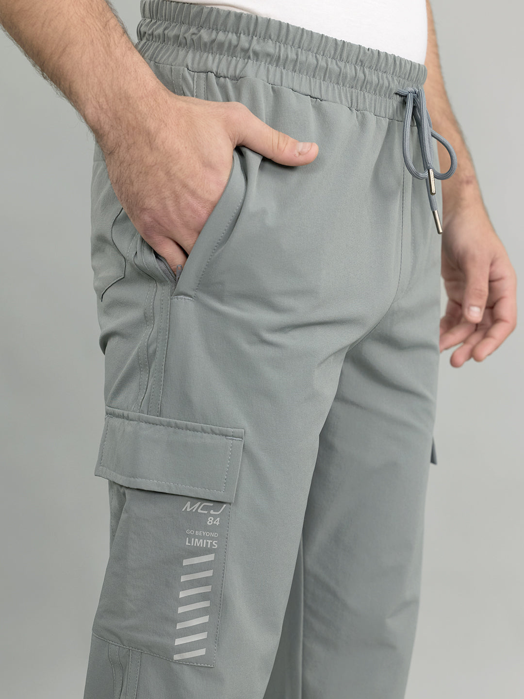 Men Light Grey Solid Regular Fit Lower