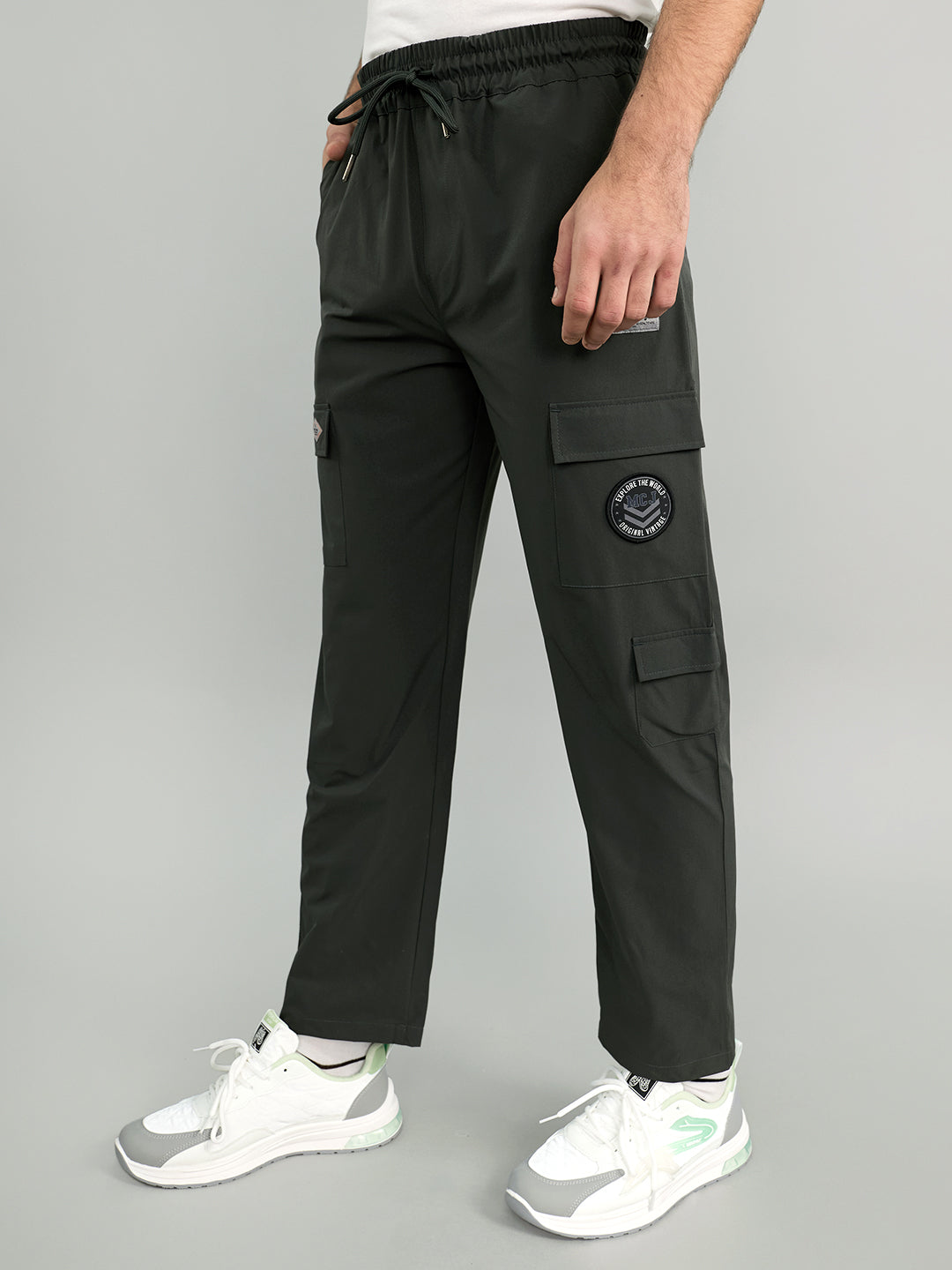 Men Grey Solid Regular Fit Lower