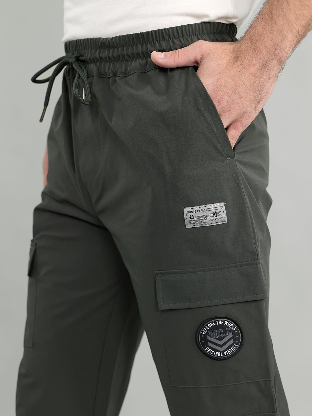 Men Grey Solid Regular Fit Lower