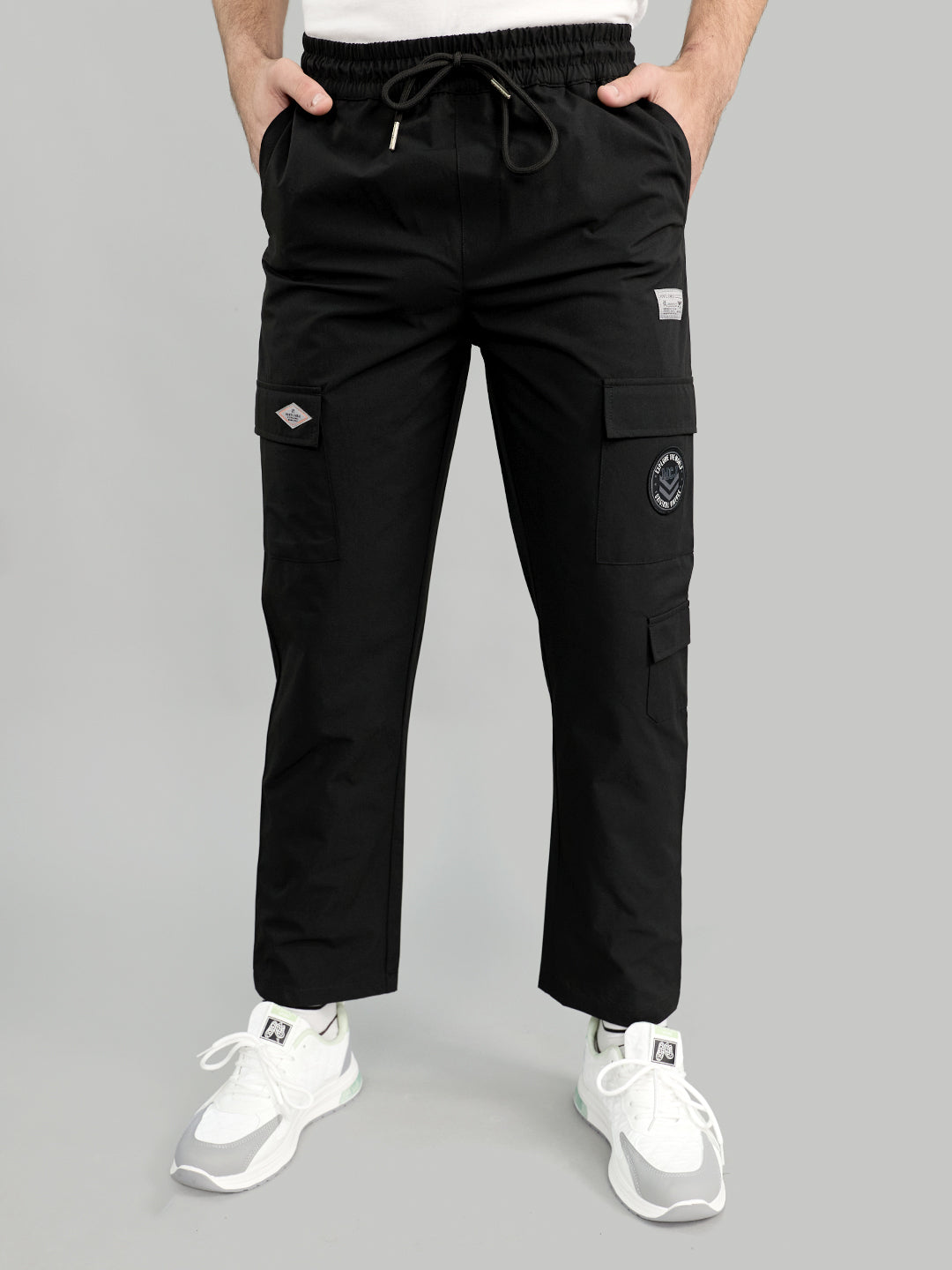 Men Black Solid Regular Fit Lower