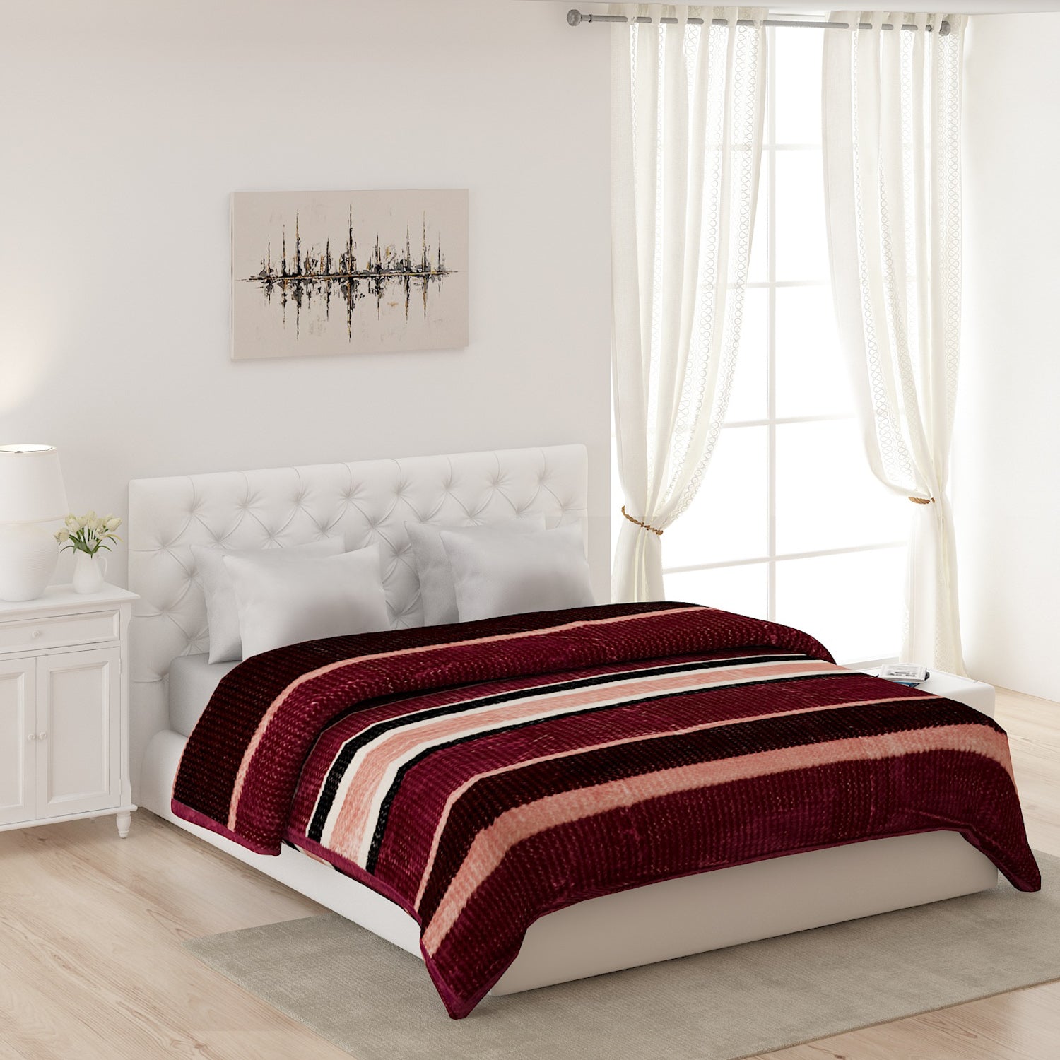 Printed Double Bed Blanket for Mild Winter -2 Ply