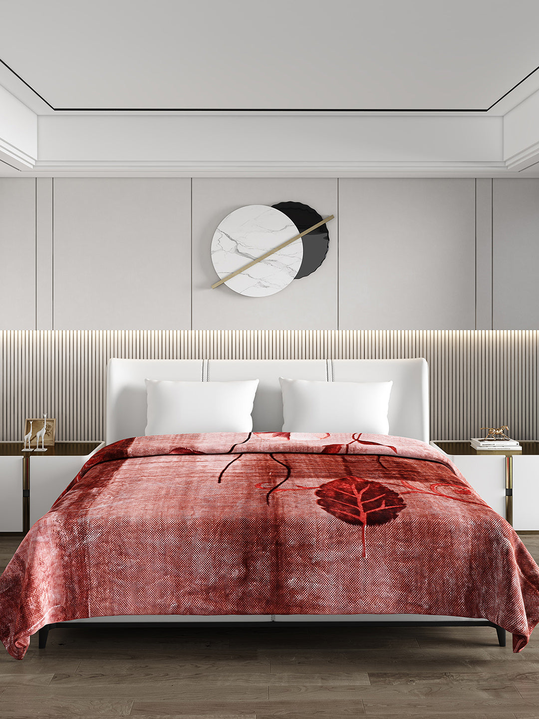 Printed Double Bed 795 GSM Blanket Scarlet 2 Ply (Weight 4.2 kg)