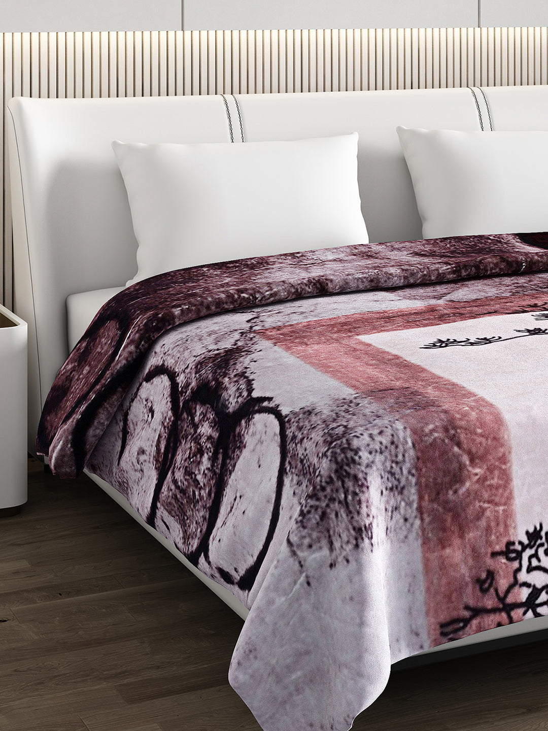 Printed Double Bed 795 GSM Blanket Scarlet 2 Ply (Weight 4.2 kg)