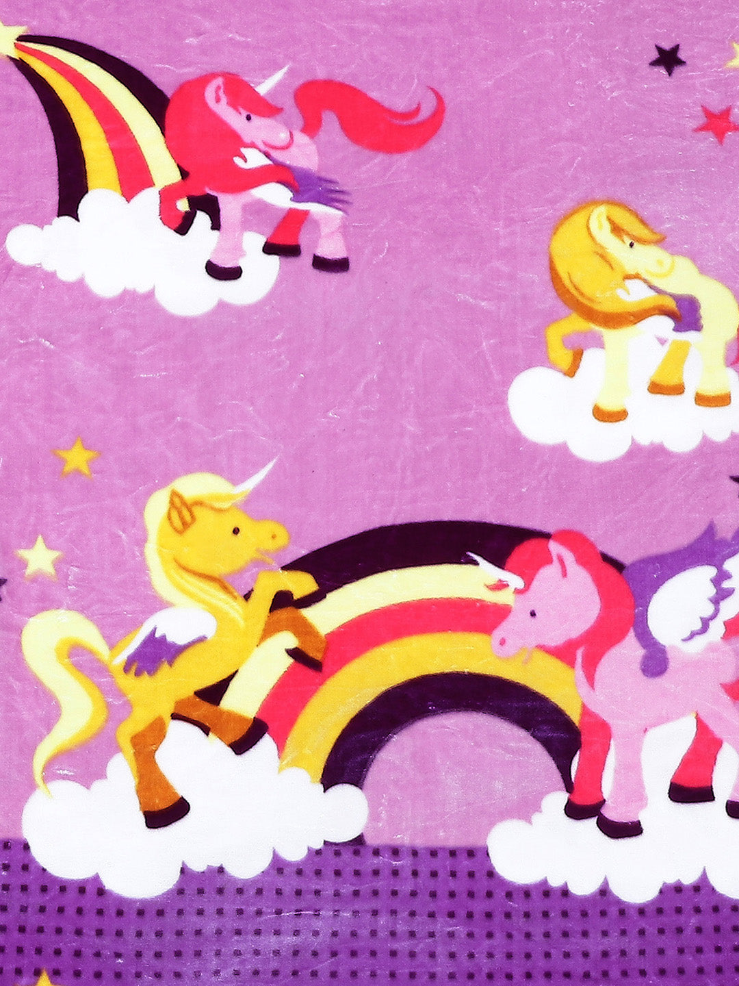 Cartoon Unicorn Printed Velvety Pink Baby Blanket