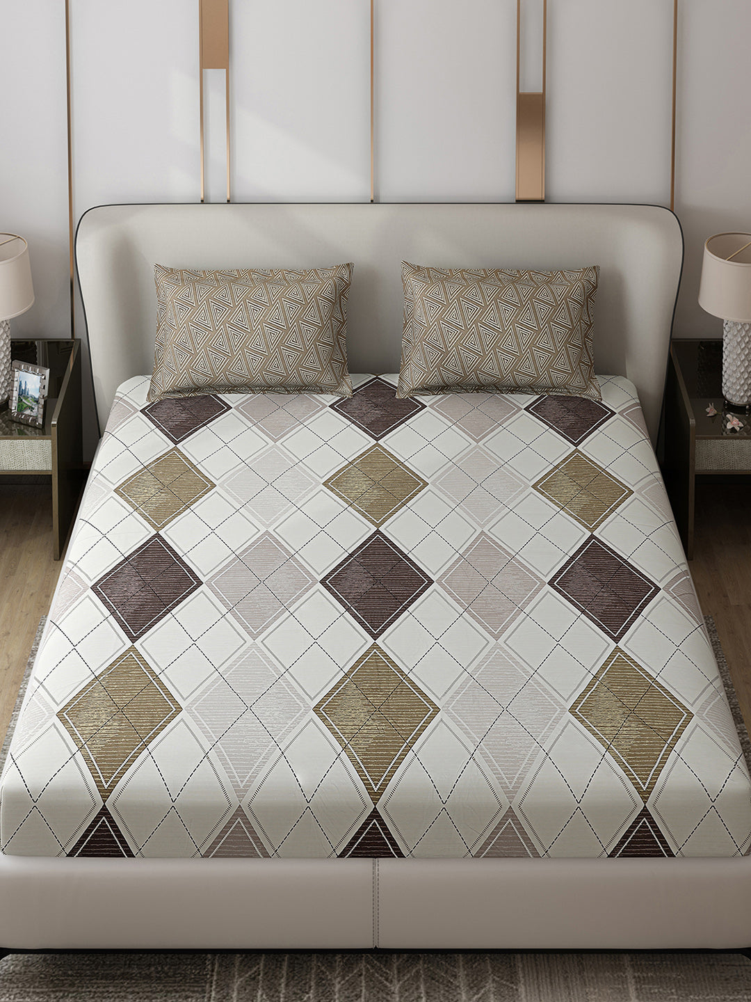 110 GSM Polyester Double Bed 1 Bedsheet with 2 Pillow Covers (Aromatic) - Updated - Updated - Updated