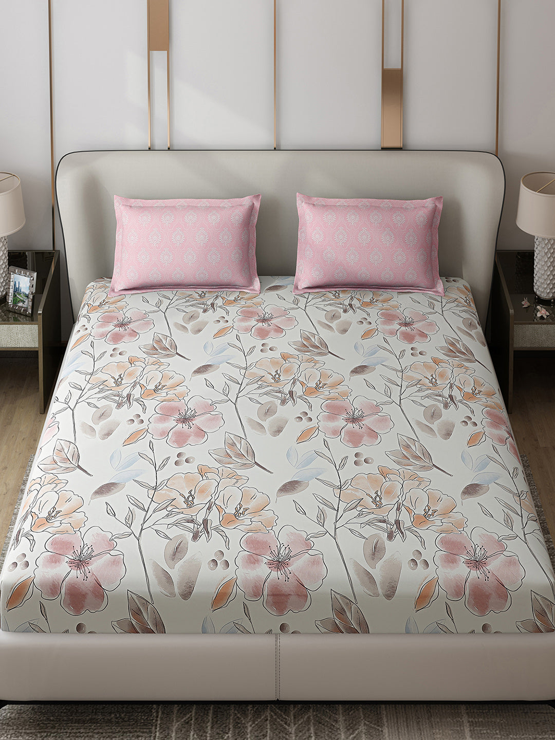 110 GSM Polyester Double Bed 1 Bedsheet with 2 Pillow Covers (Aromatic) - Updated - Updated - Updated