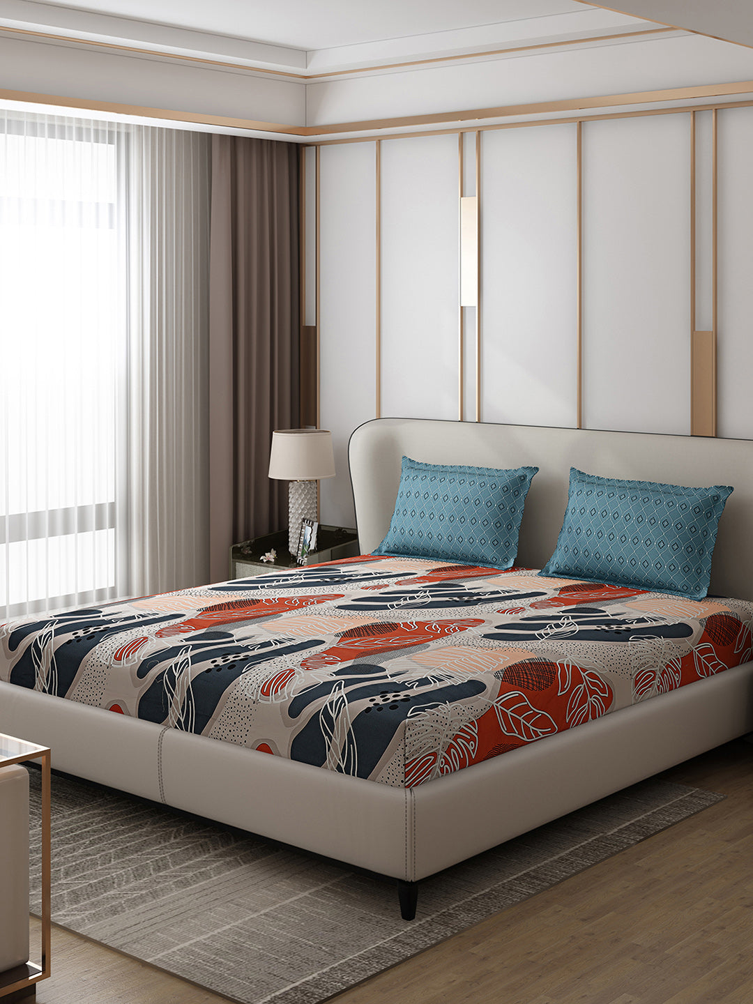 110 GSM Polyester Double Bed 1 Bedsheet with 2 Pillow Covers (Aromatic) - Updated - Updated - Updated