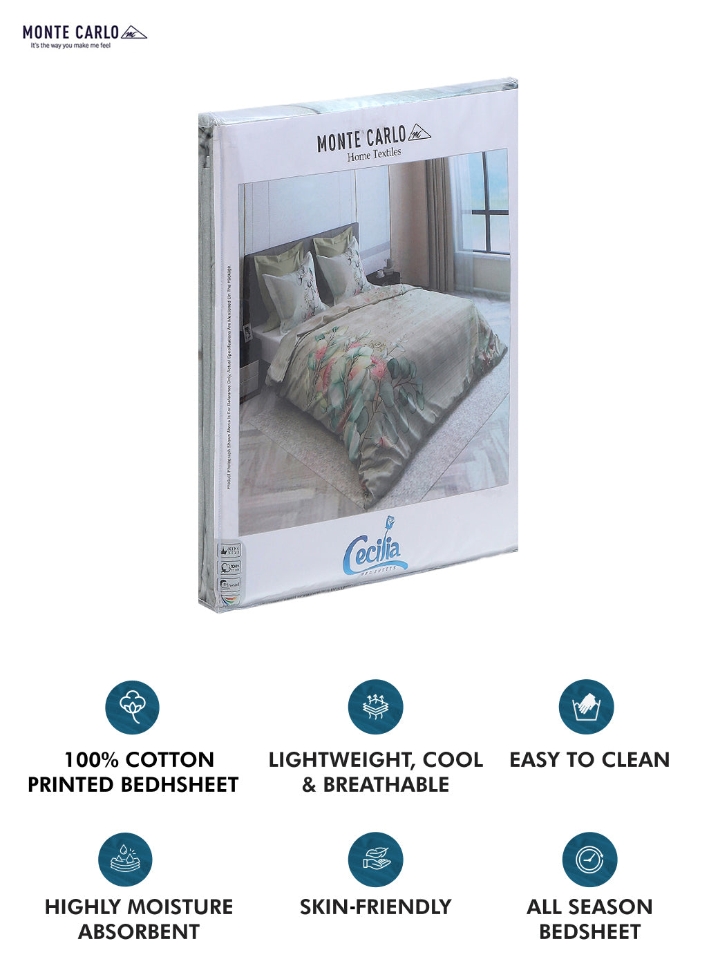 300 TC Cotton Double Bedsheet with 2 Pillow Covers