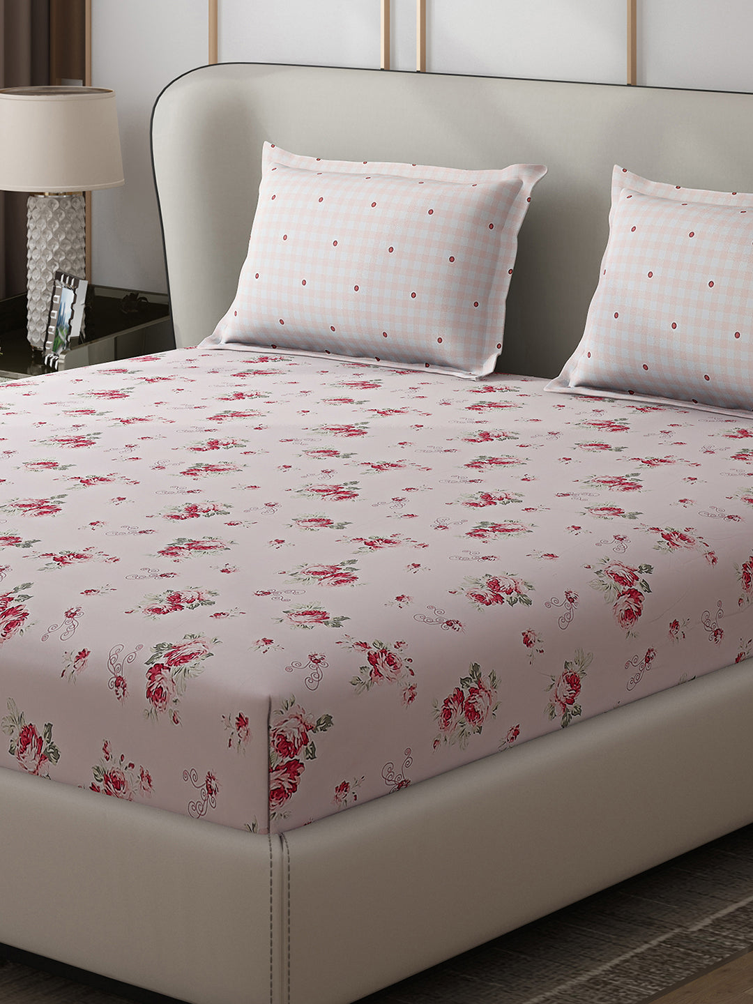 130 GSM Polyester Double Bed 1 Bedsheet with 2 Pillow Covers (Edmond)