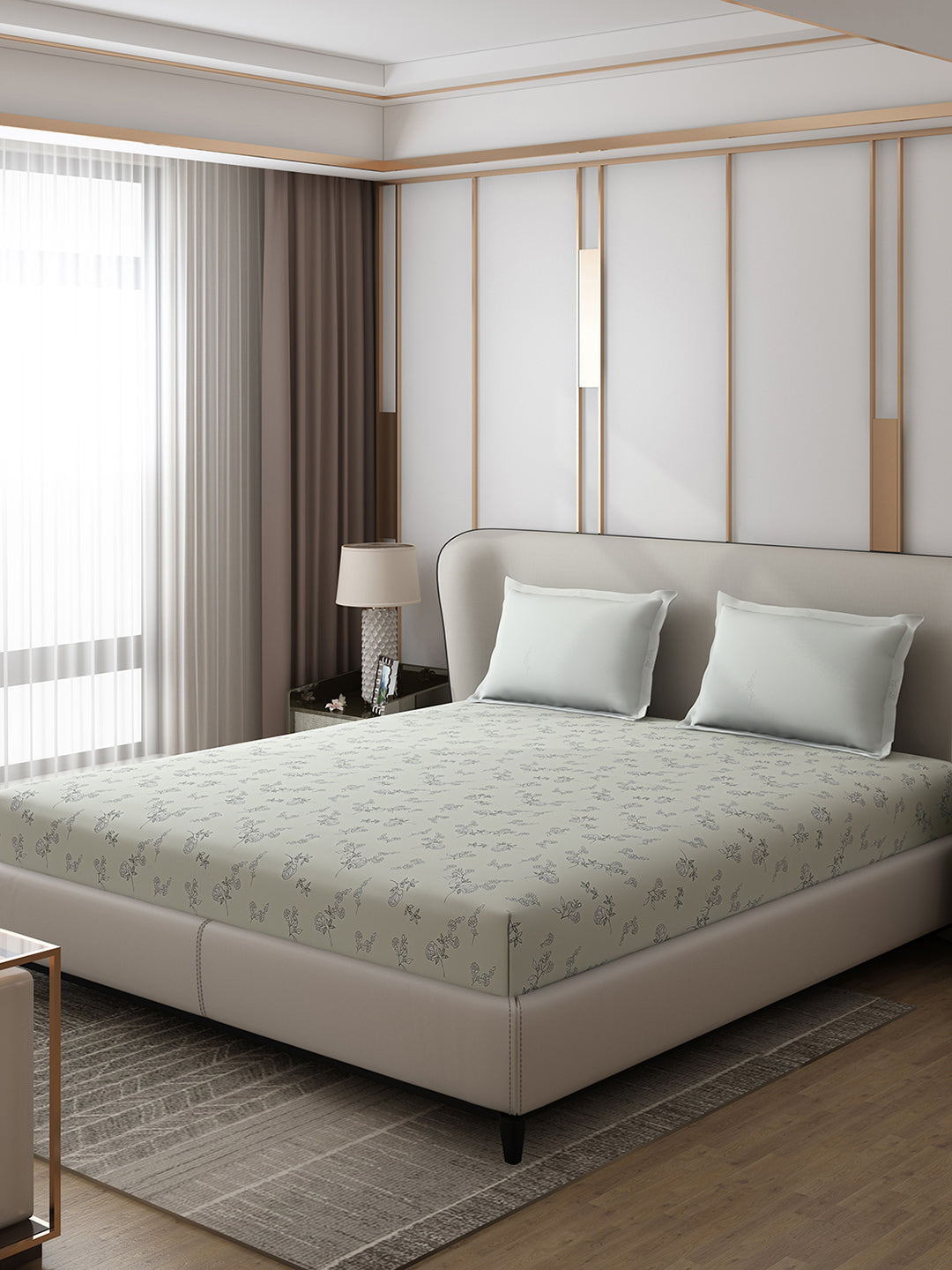 130 GSM Polyester Double Bed 1 Bedsheet with 2 Pillow Covers (Edmond)