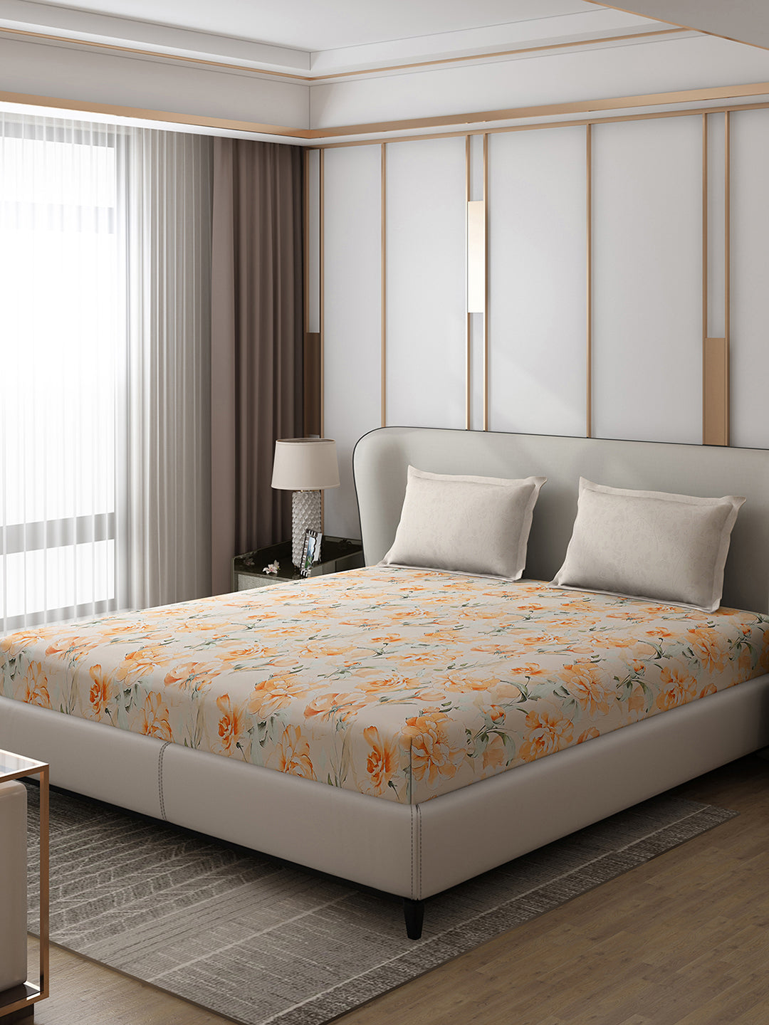 130 GSM Polyester Double Bed 1 Bedsheet with 2 Pillow Covers (Edmond)