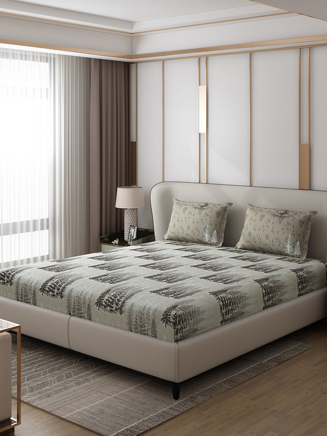130 GSM Polyester Double Bed 1 Bedsheet with 2 Pillow Covers (Edmond)
