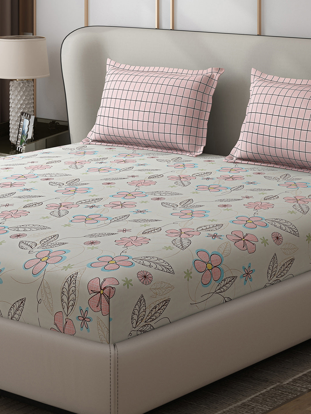 130 GSM Polyester Double Bed 1 Bedsheet with 2 Pillow Covers (Edmond)