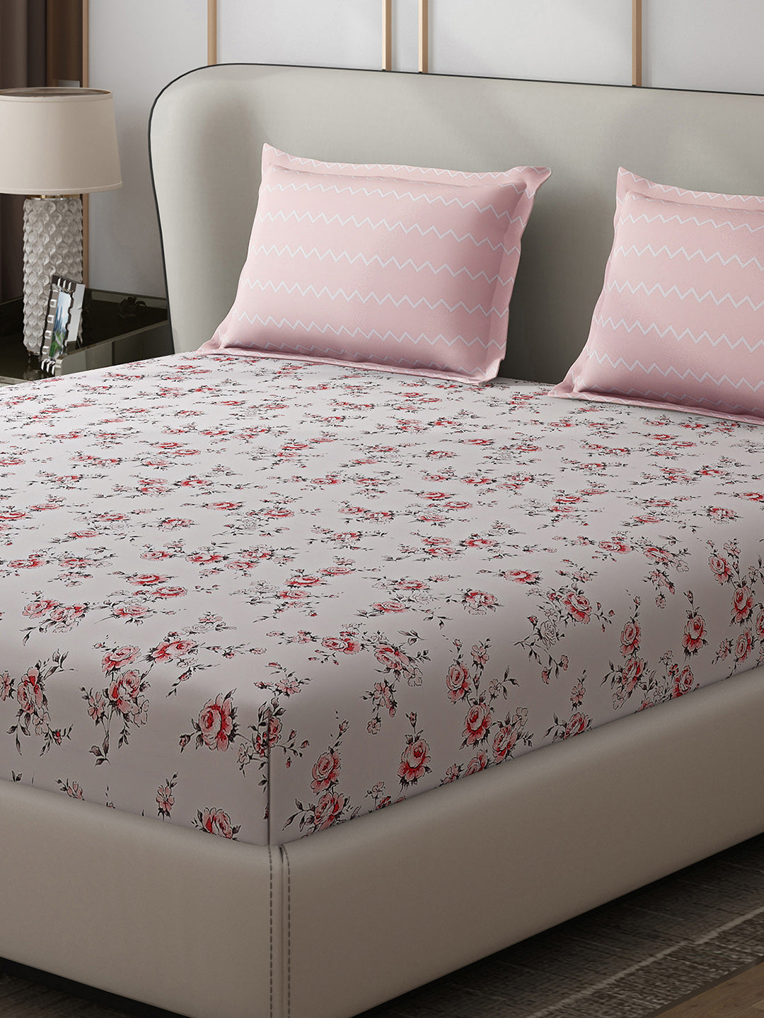 130 GSM Polyester Double Bed 1 Bedsheet with 2 Pillow Covers (Edmond)
