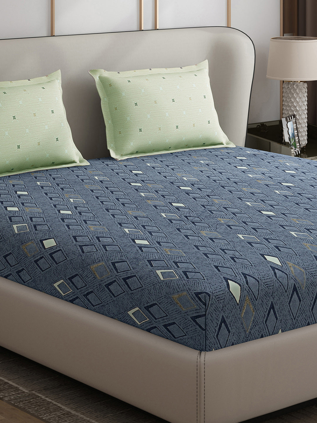 130 GSM Polyester Double Bed 1 Bedsheet with 2 Pillow Covers (Edmond)