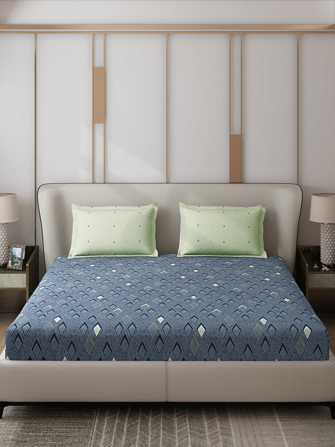 130 GSM Polyester Double Bed 1 Bedsheet with 2 Pillow Covers (Edmond)