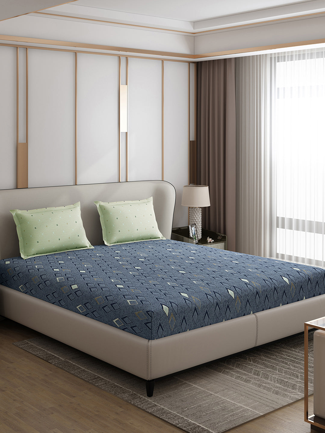 130 GSM Polyester Double Bed 1 Bedsheet with 2 Pillow Covers (Edmond)