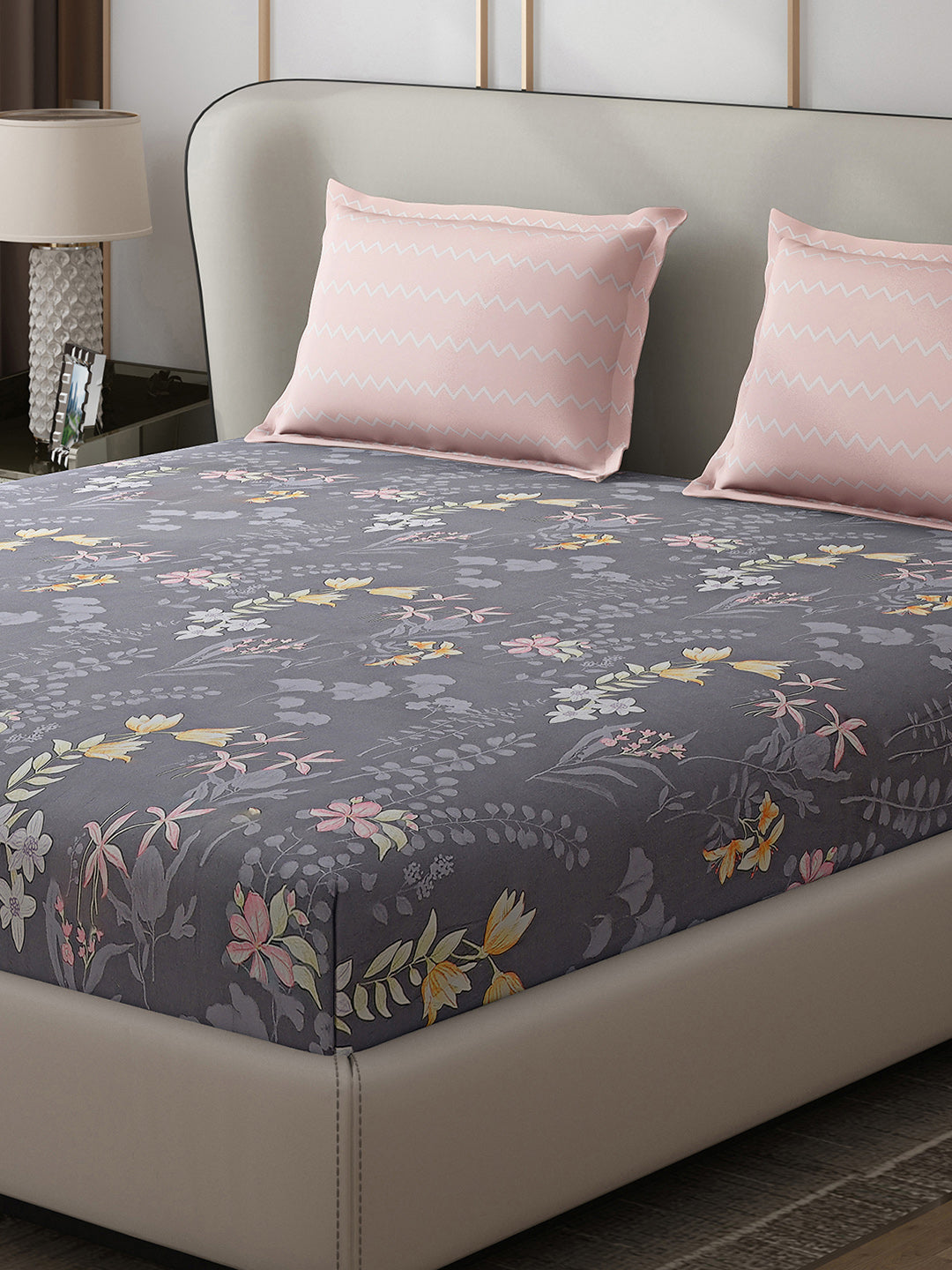 130 GSM Polyester Double Bed 1 Bedsheet with 2 Pillow Covers (Edmond)