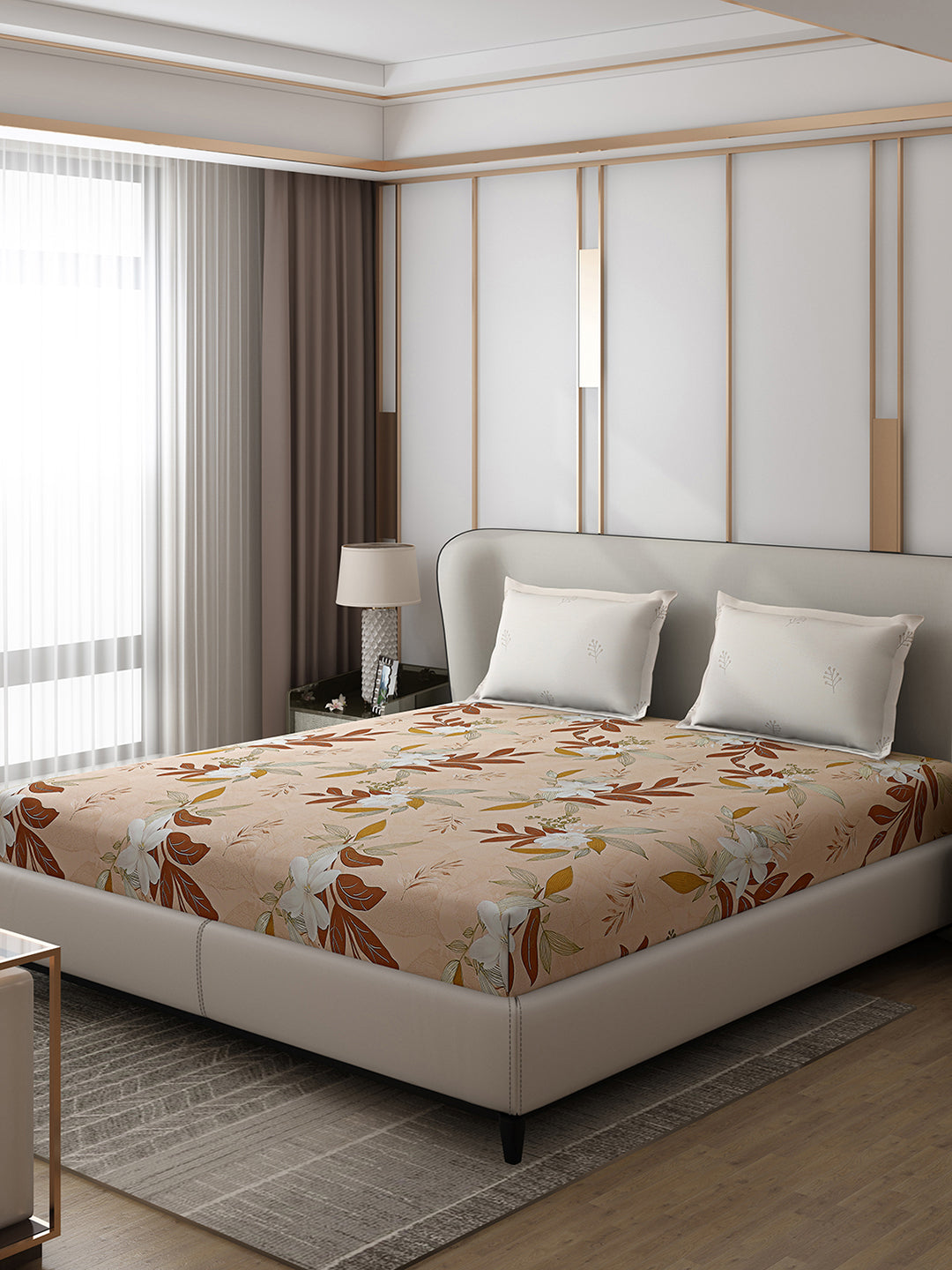 130 GSM Polyester Double Bed 1 Bedsheet with 2 Pillow Covers (Edmond)